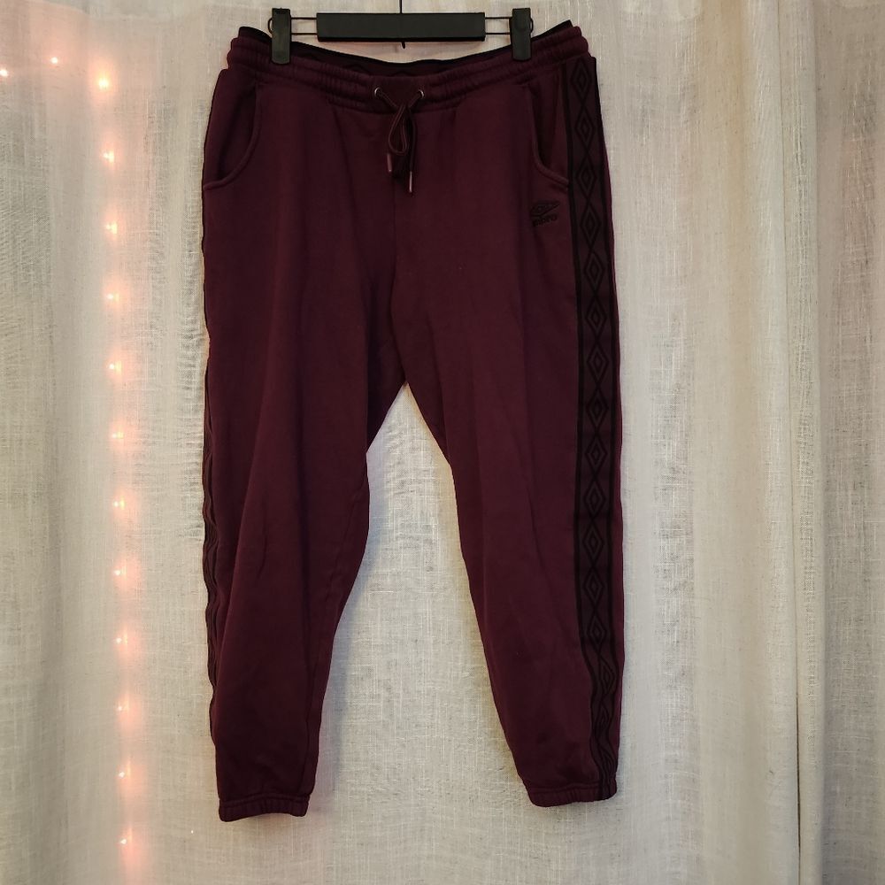 Umbro Maroon Jogger Pants with Black Accents